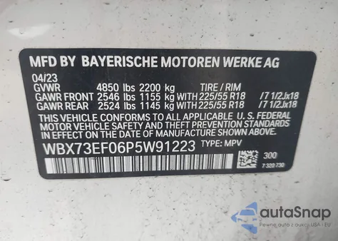 2023 BMW X1 xDrive28I from USA, damaged, VIN WBX73EF06P5W91223